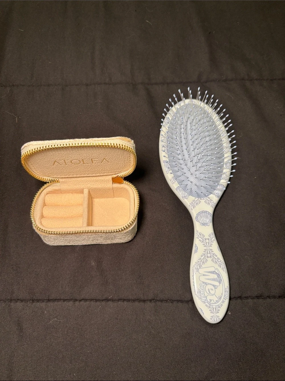 Beige Jewelry Travel Case and WET brush brand new